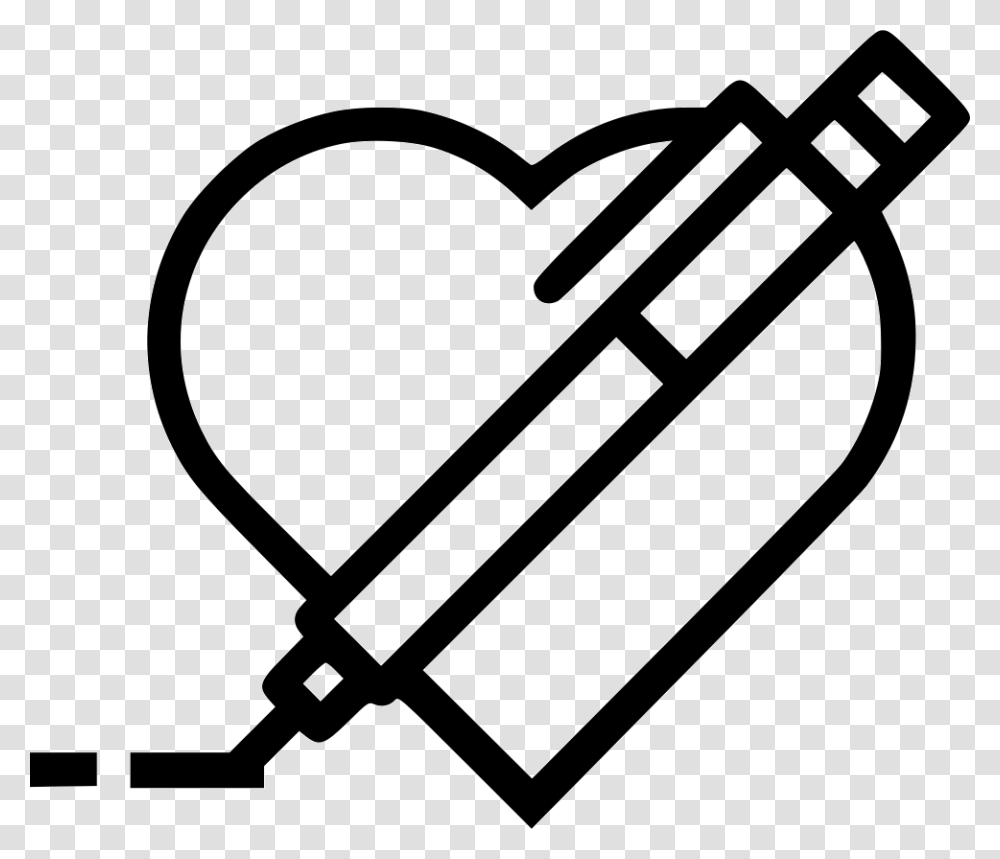 Pen Pencil Write Draw Design Heart Like Favorite Heart With A Pen Icon, Stencil, Alphabet Transparent Png