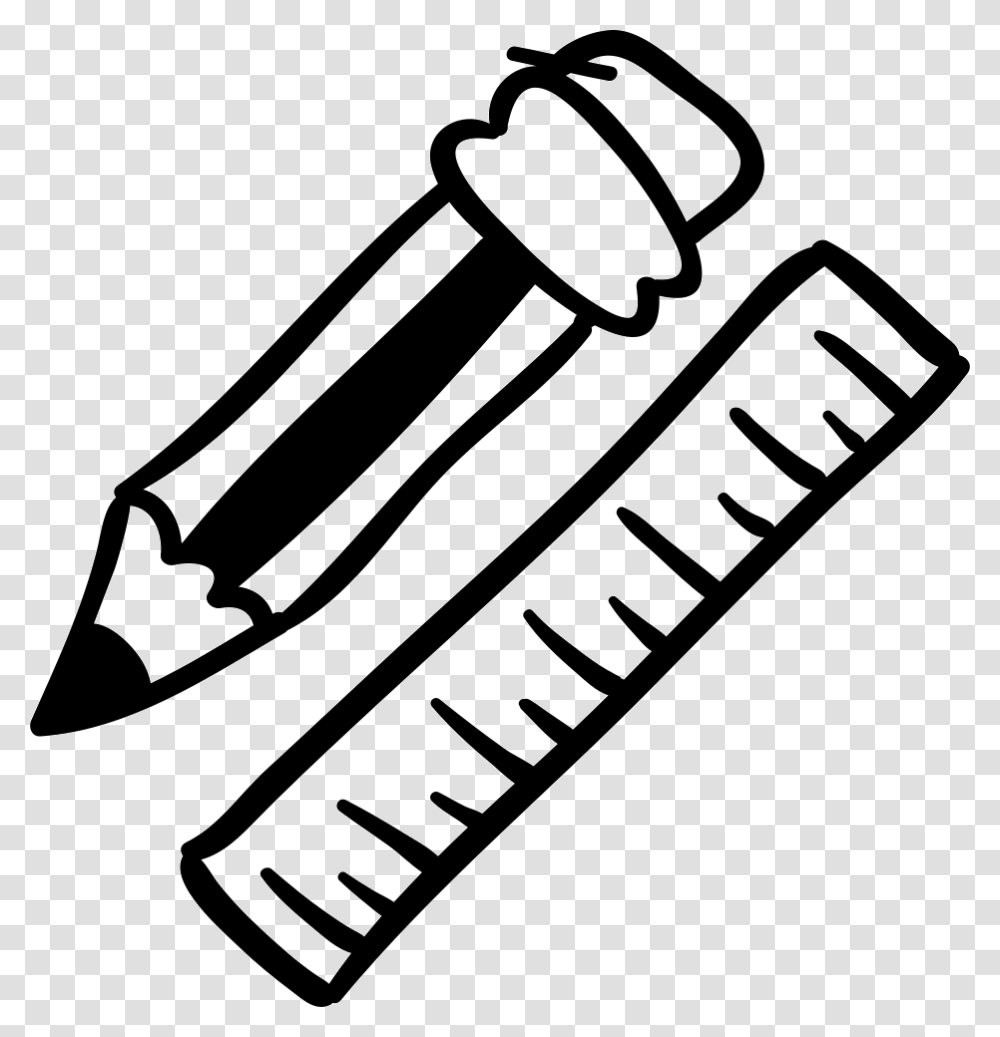 Pencil And Ruler Hand Drawn Education Tools Hand Drawn Education, Dynamite, Bomb, Weapon, Weaponry Transparent Png