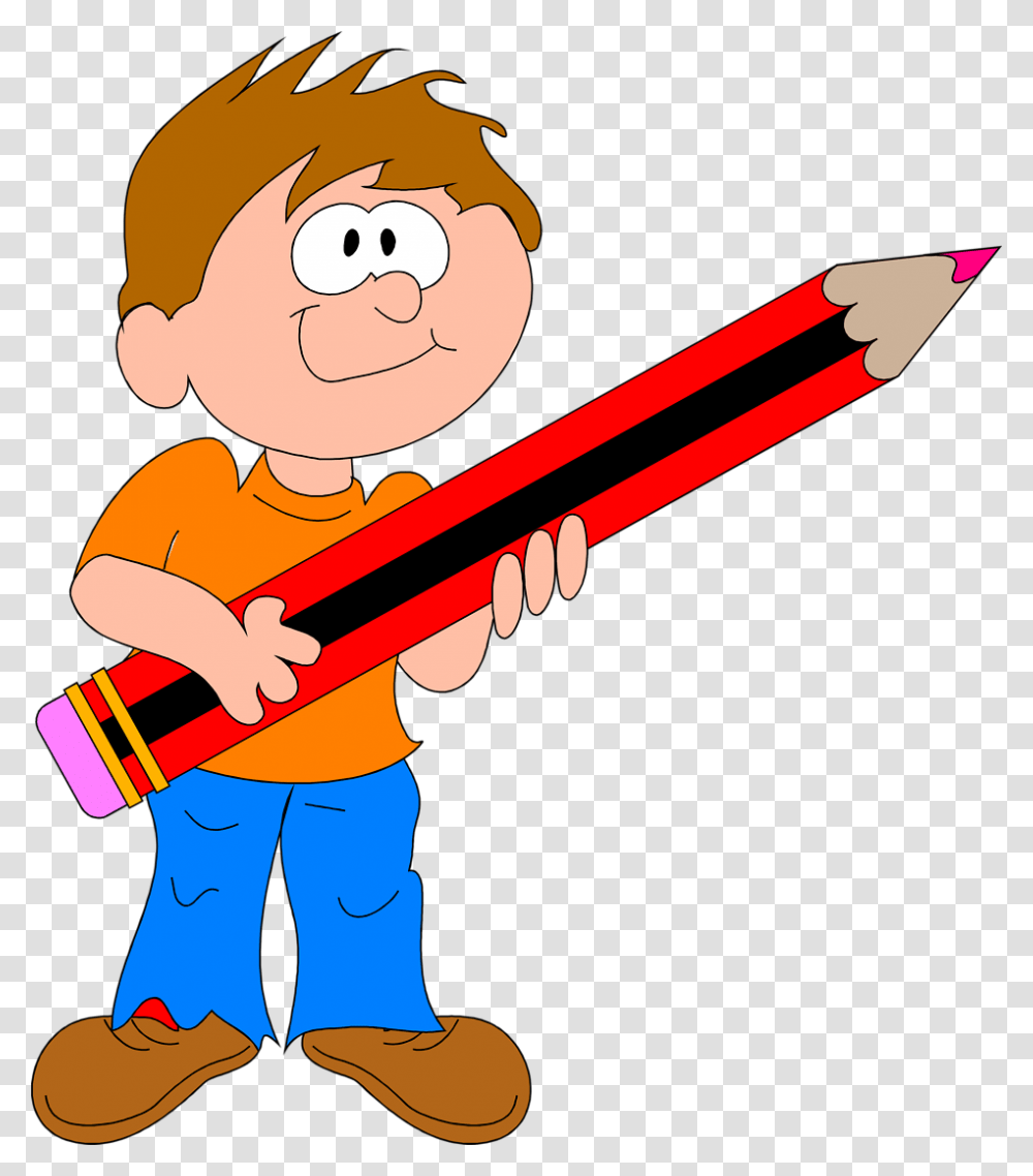 Pencil Clipart Child Boy Holding Pencil Clipart, Person, Human Transparent Png