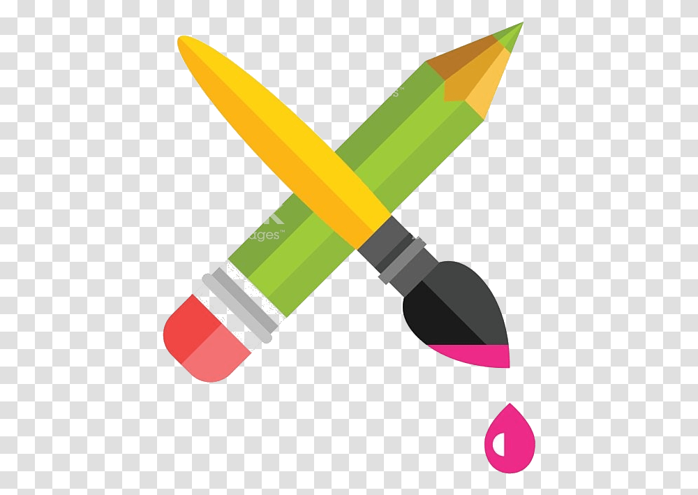 Pencil Collection Of Free Clipart Paintbrush Barbed Crayon Et Pinceau Dessin, Hammer, Tool Transparent Png