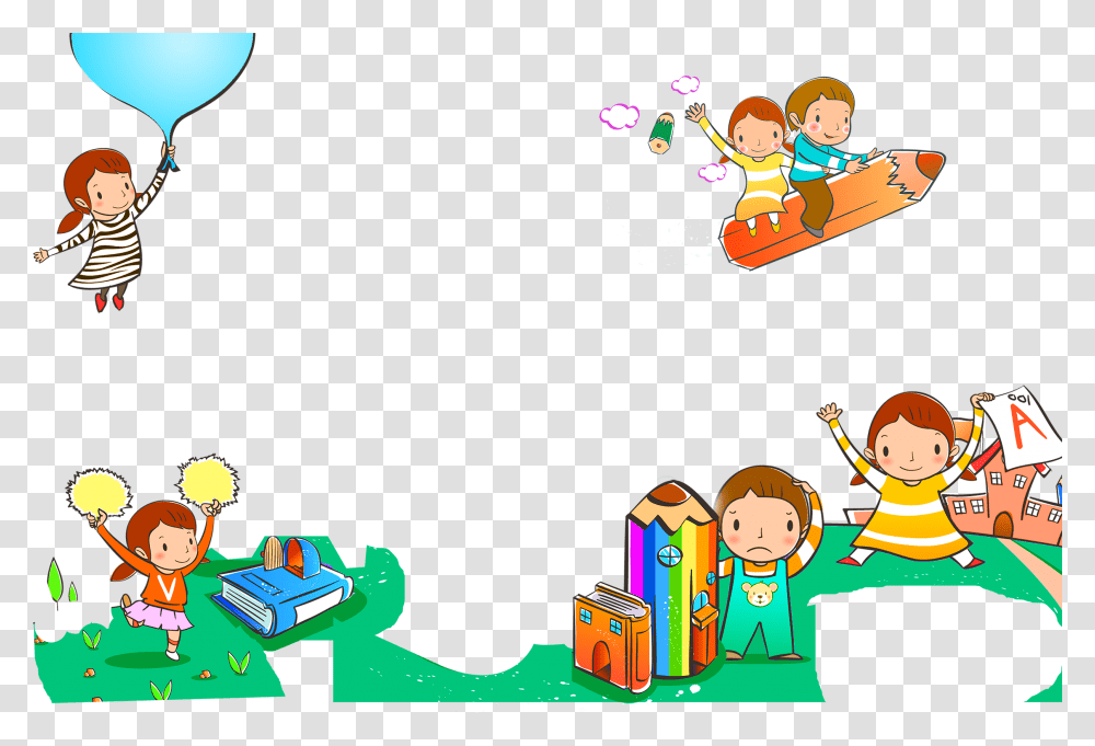 Pencil Drawing Decoration Book Cartoon Children Clipart Background Kids Book, Person, Flyer, Doodle Transparent Png