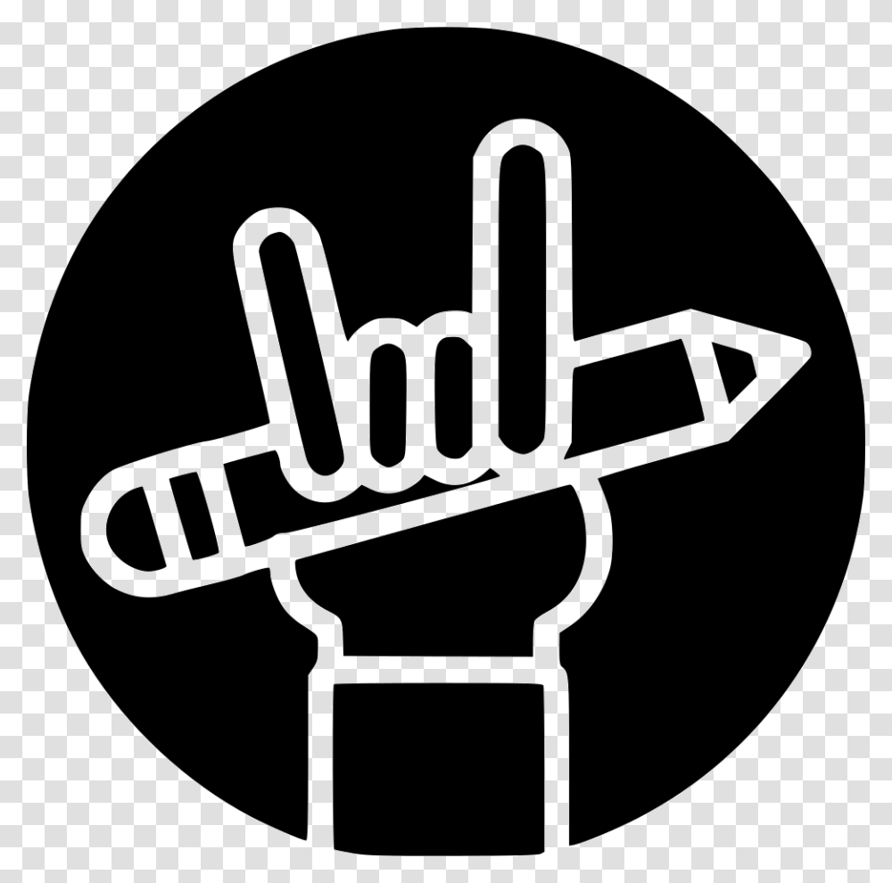 Pencil Edit Hand Manage Setting Business Work Emblem, Stencil, Fist Transparent Png