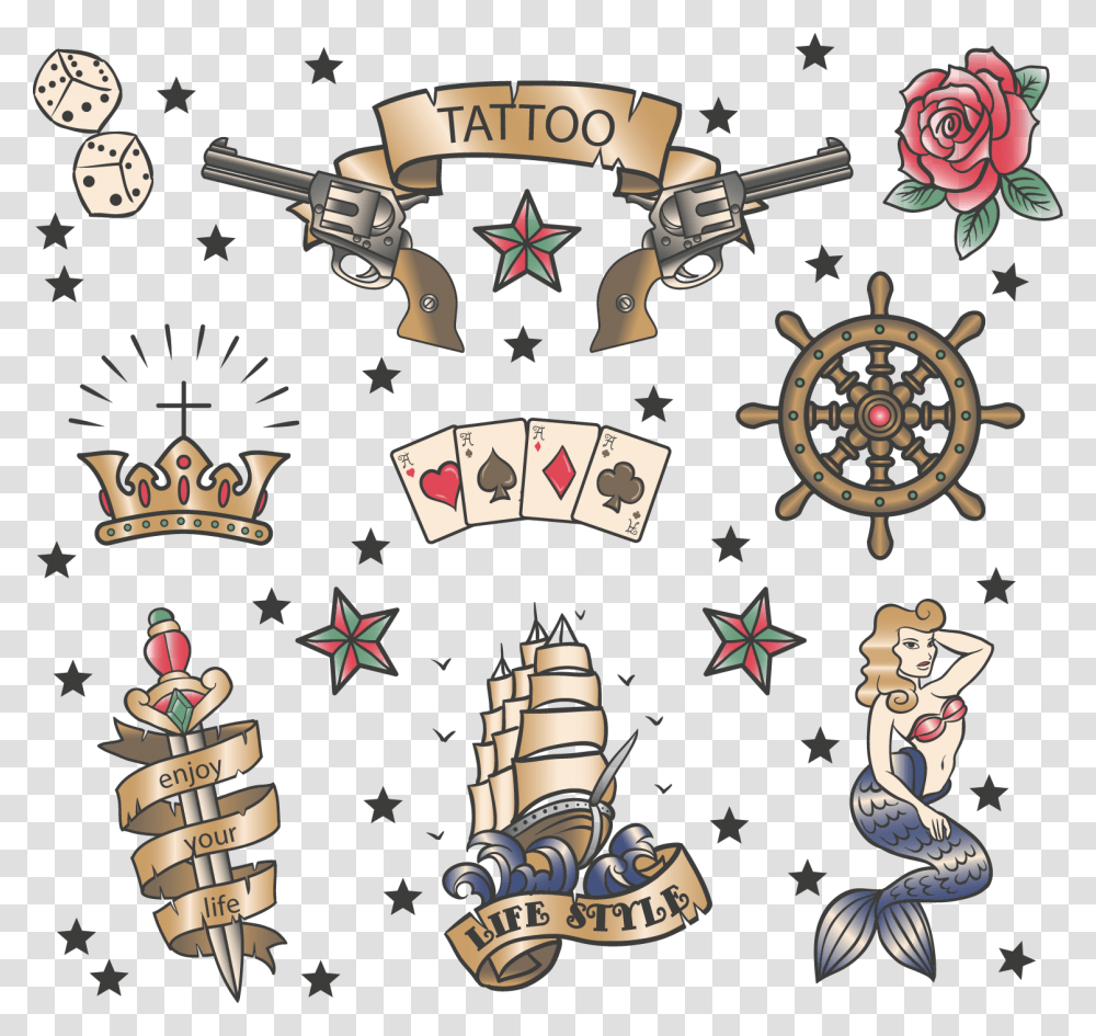 Pendulum Clipart Old School Tattoos Flower Sailor, Gun, Doodle, Drawing, Leisure Activities Transparent Png