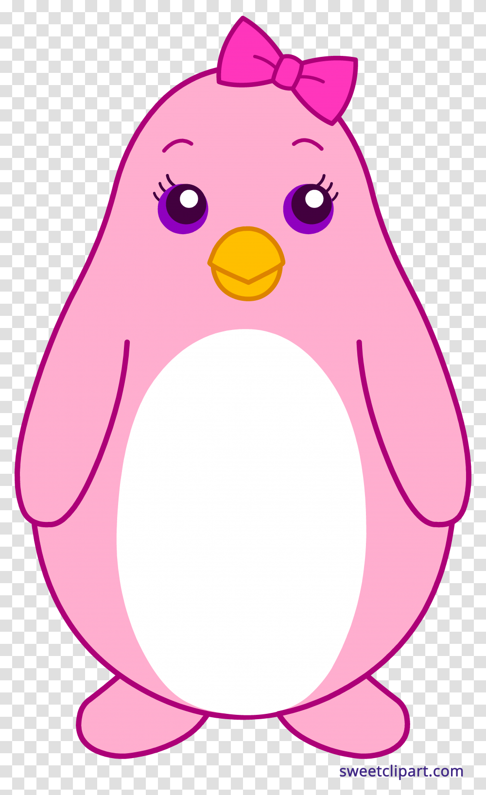 Penguin Bow Pink Clipart, Bird, Animal, Egg, Food Transparent Png