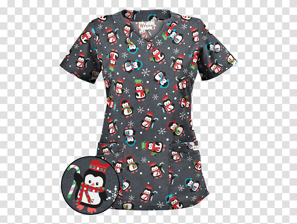 Penguin Christmas Scrubs, Apparel, Shirt, Pattern Transparent Png