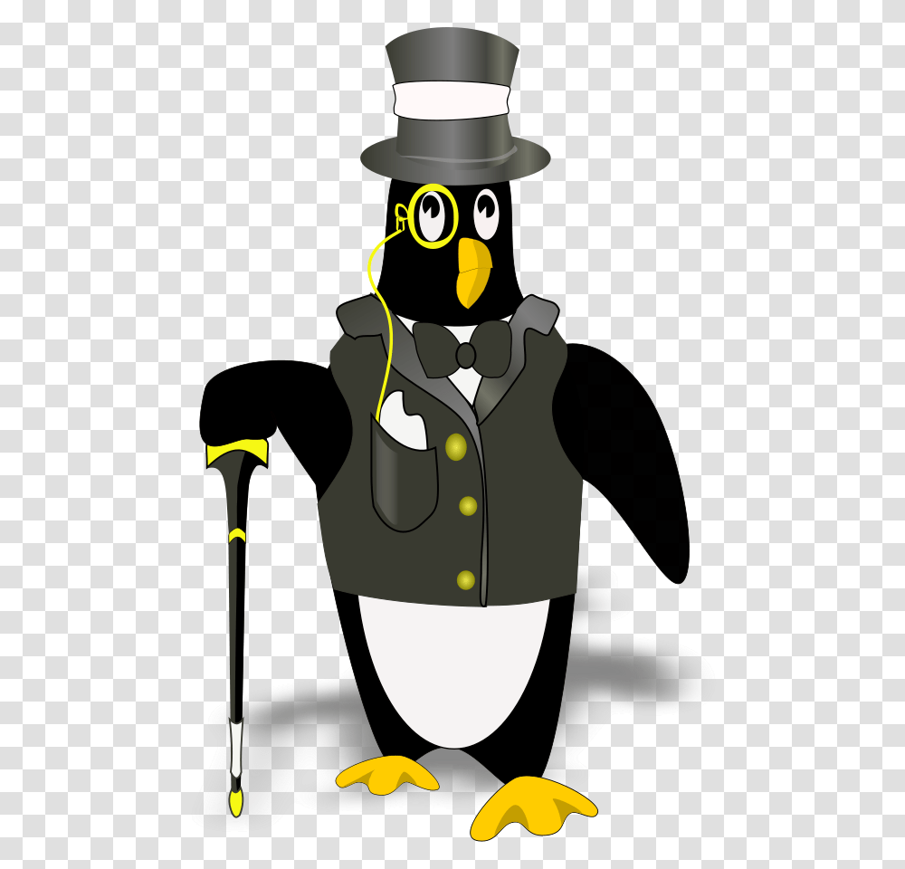 Penguin In Tux, Person, Stick, Hat Transparent Png