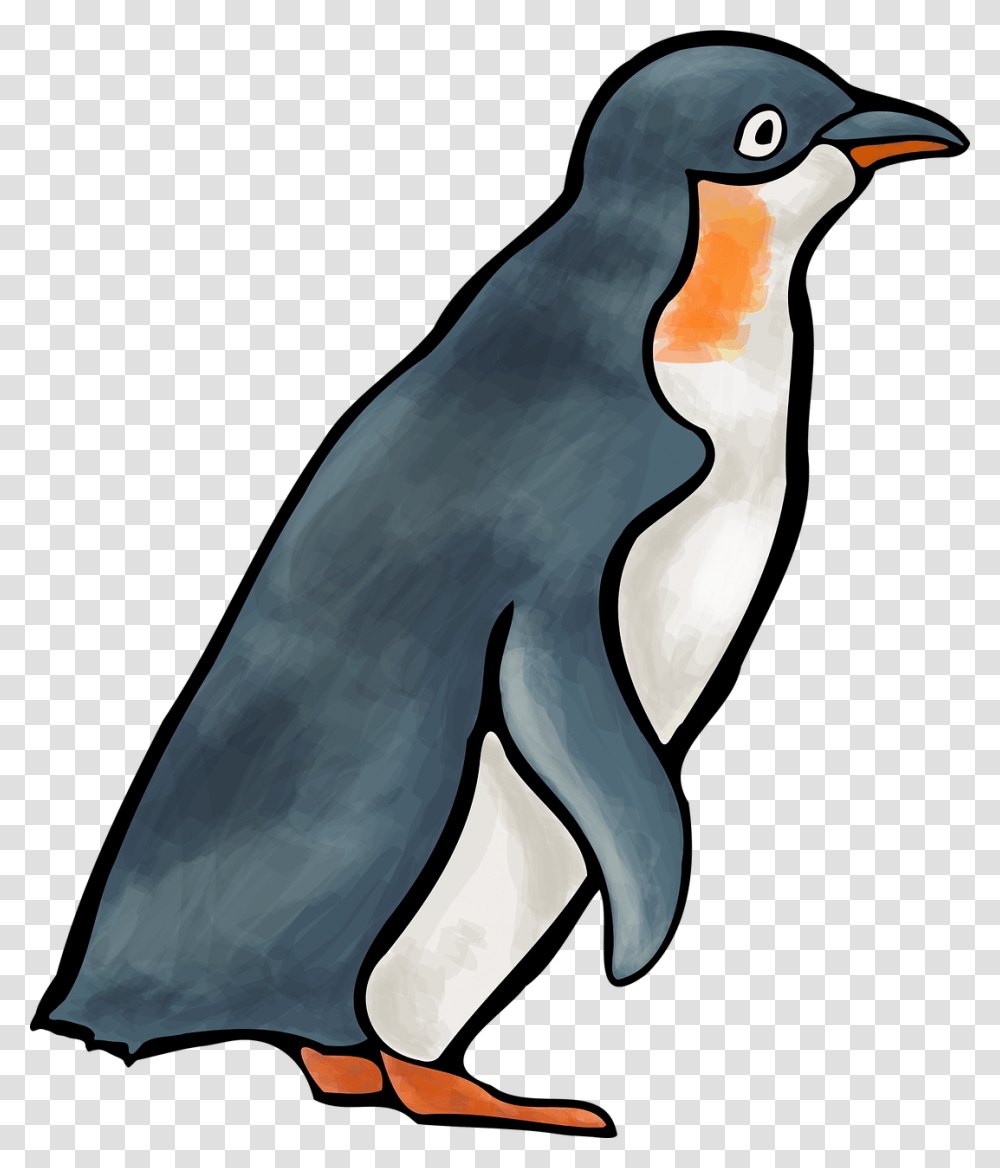 Penguin Logo Animal Bird Blue Yellow Animal Pingino, King Penguin Transparent Png
