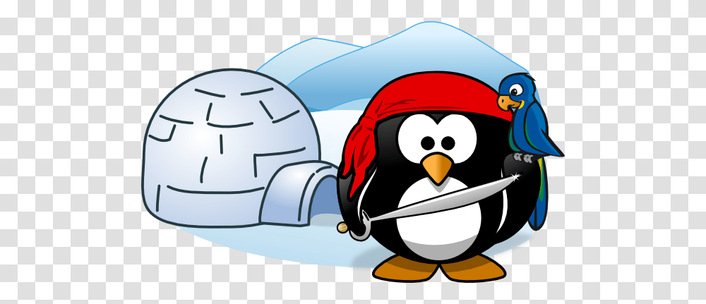 Penguin Pirate With Igloo Clip Art, Nature, Snow, Outdoors, Helmet Transparent Png