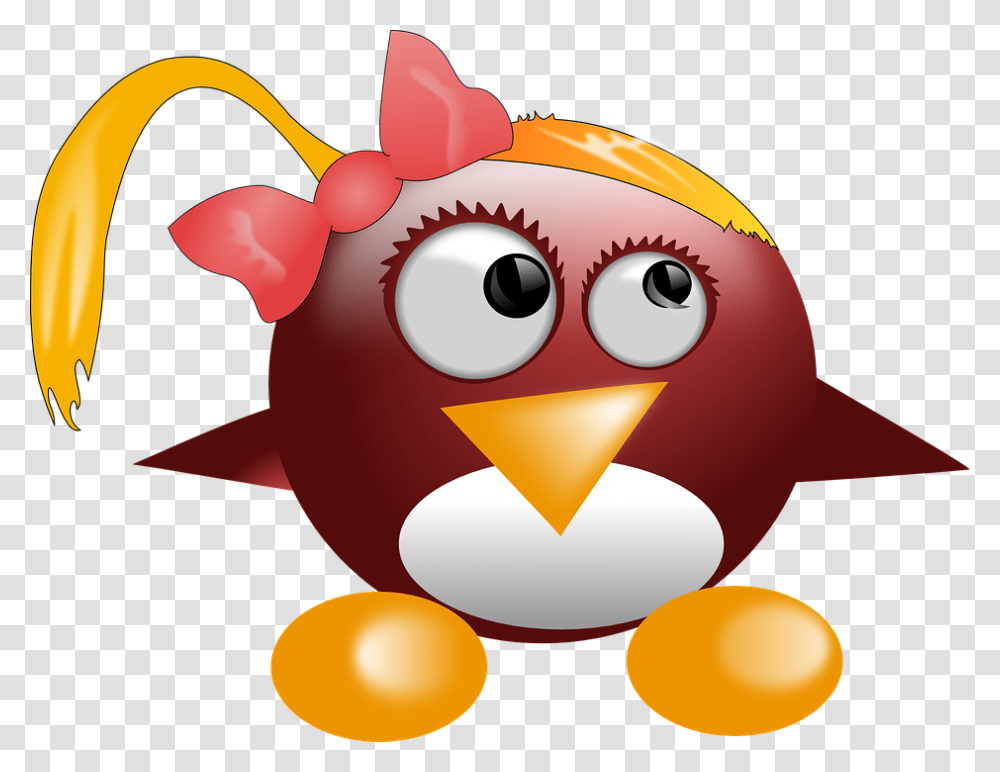 Penguin Tux Animal Cute Linux Mascot Logo Girl Female Tux Penguin, Bird, Fowl, Poultry, Angry Birds Transparent Png