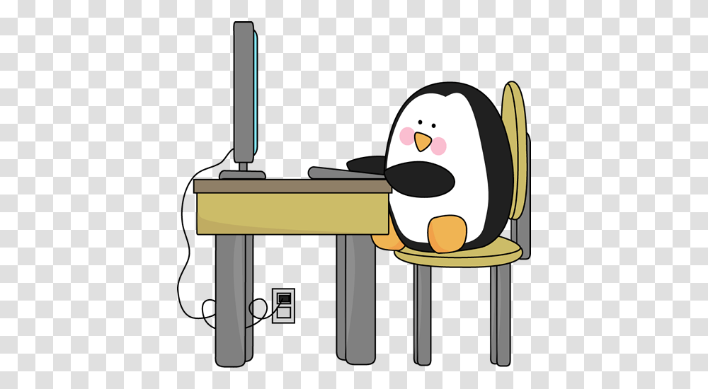 Penguin Using A Computer Educational Topics Computer Lab Ideas, Carpenter, Tool, Chair Transparent Png