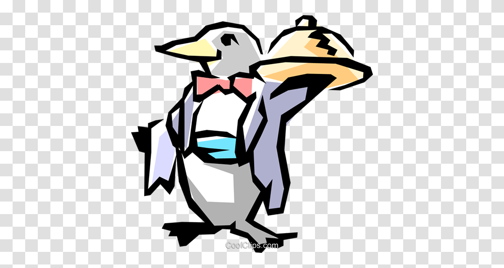 Penguin Waiter Royalty Free Vector Clip Art Illustration, Poster, Advertisement, Label Transparent Png