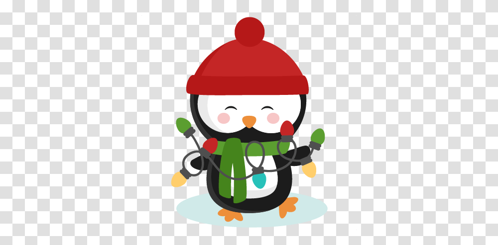 Penguin With Christmas Lights Clipart 2336606 Images Penguin Christmas Cute Clipart, Nature, Outdoors, Snowman, Winter Transparent Png