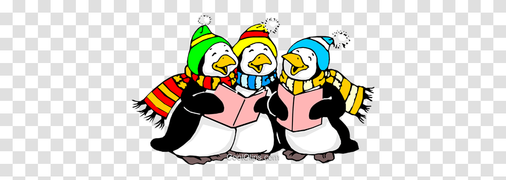 Penguins Singing Royalty Free Vector Clip Art Illustration, Bird, Animal, Snow, Outdoors Transparent Png