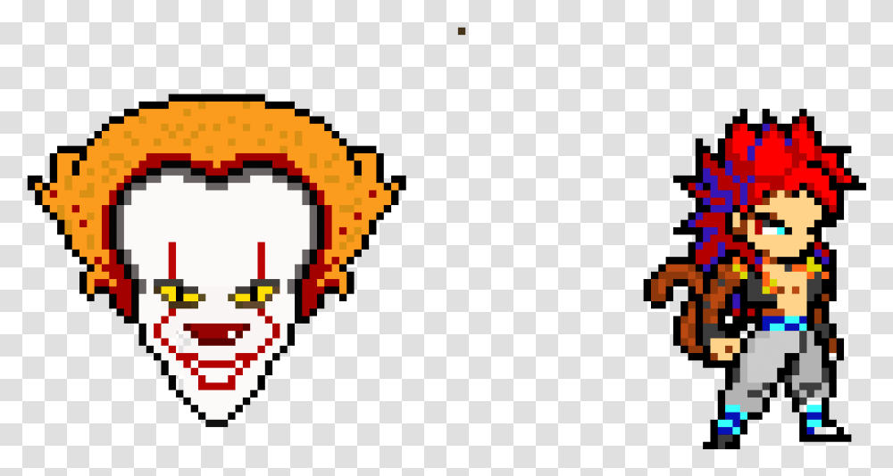 Pennywise And Super Saiyen 4 Gogito Pixel Art Minecraft Pennywise, Label, Hand Transparent Png