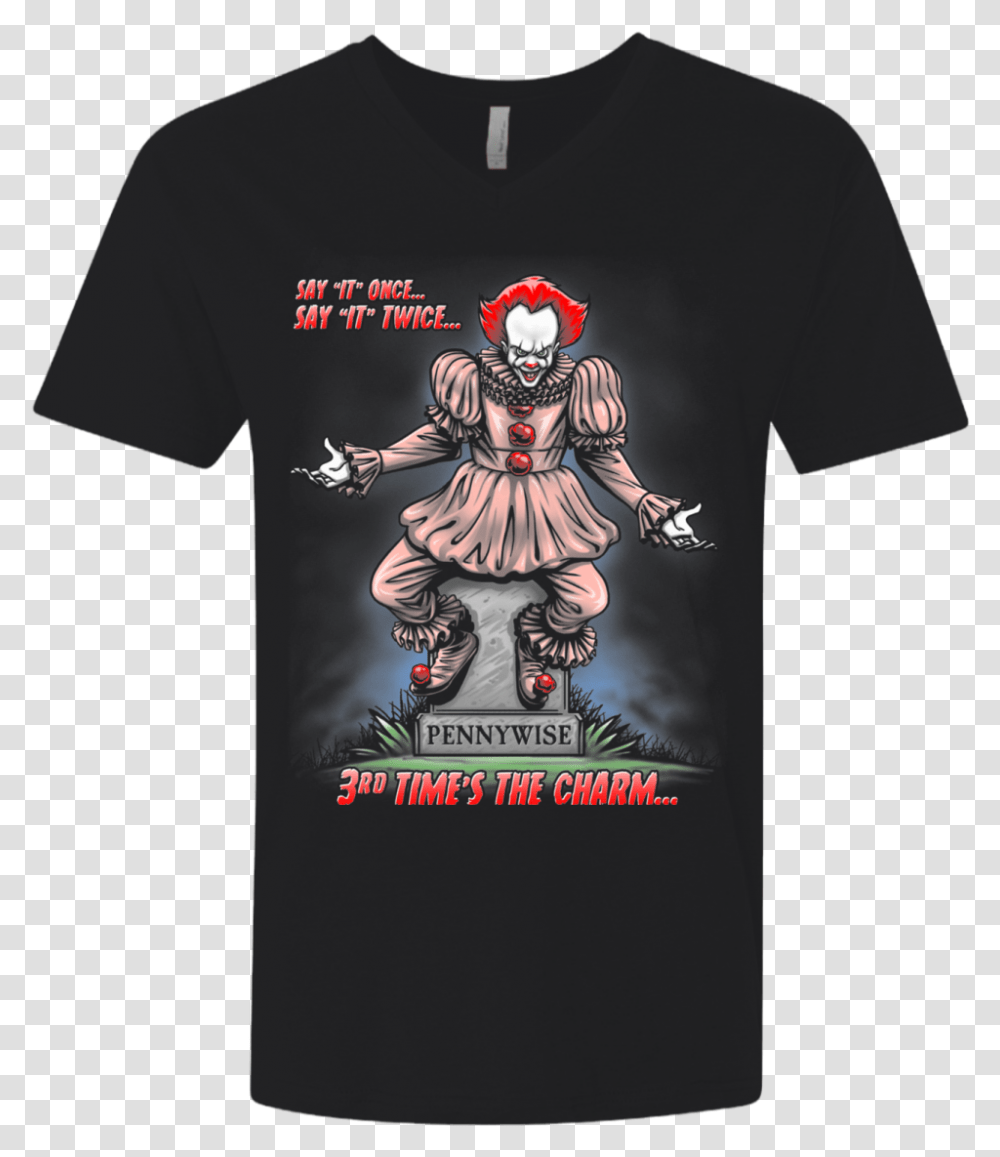 Pennywise The Dancing Clown Men's Premium V Neck Cartoon Pennywise, T-Shirt, Person, Plant Transparent Png