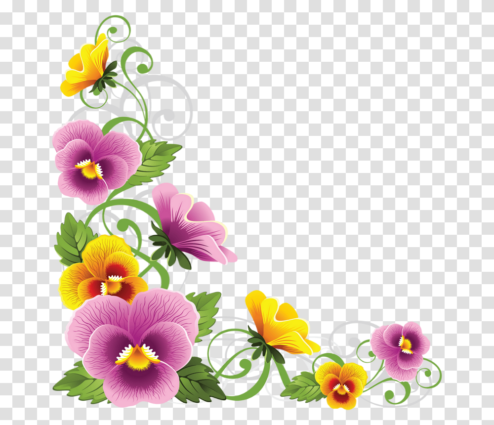 Penses Tube Fleur Dessin Corner Flower Borders, Plant, Floral Design Transparent Png