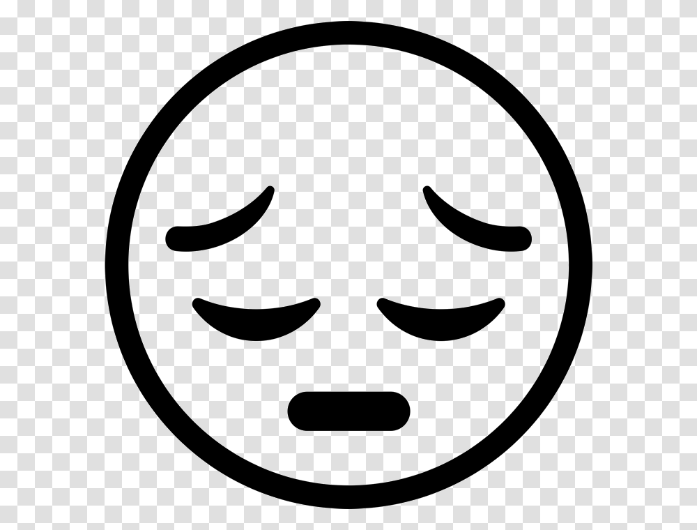 Pensive Face Emoji Rubber Stamp, Stencil, Logo, Trademark Transparent Png