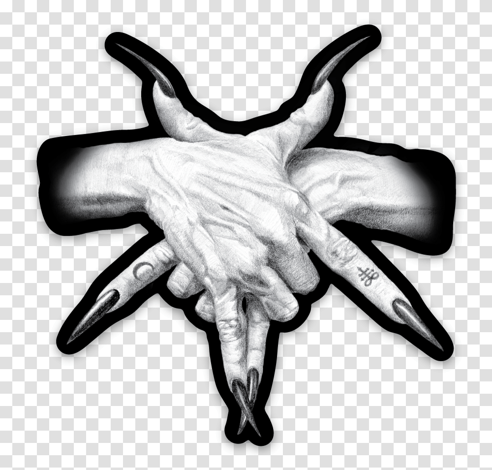 Pentagram Hands Sticker Pentagram Hand Symbol, Hook, Claw, Finger Transparent Png
