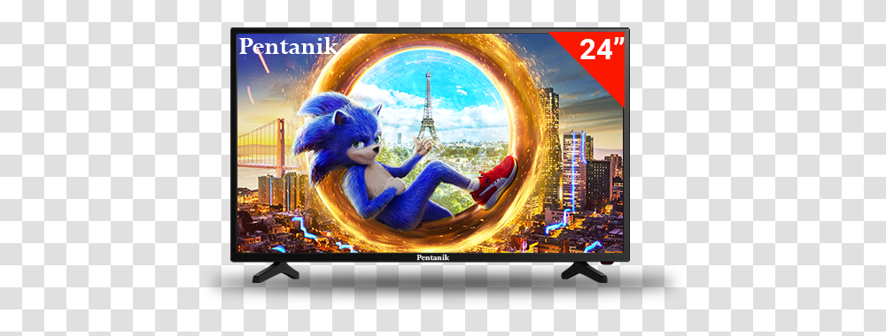 Pentanik Basic 24 Inch Led Tv Sonic The Hedgehog 2019 Movie, Monitor, Screen, Electronics, Display Transparent Png