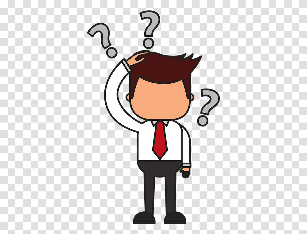 People Cartoon Clipart Cartoon With Question Mark, Tie, Accessories, Accessory, Necktie Transparent Png