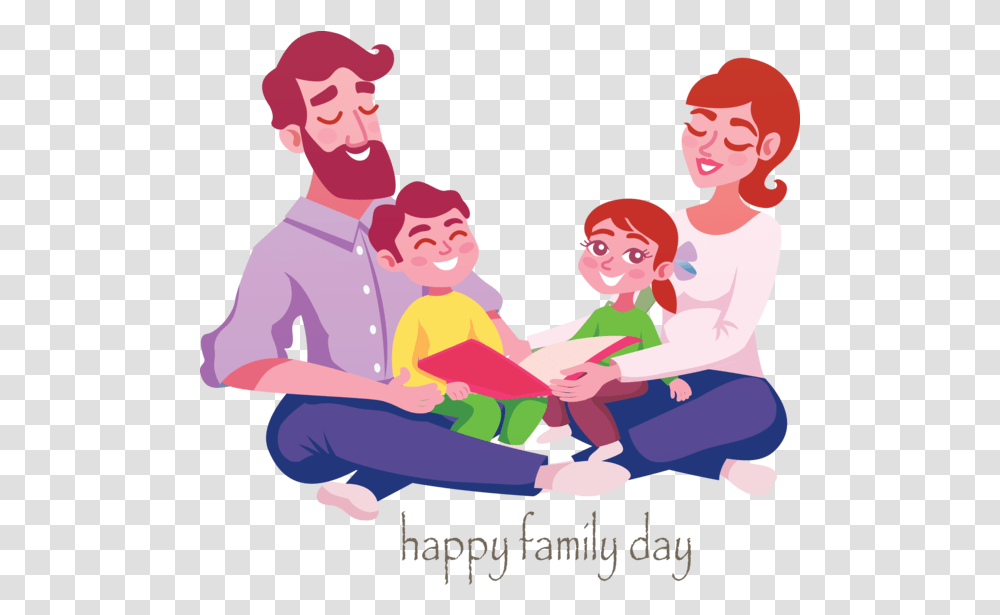 People Cartoon Sitting For Happy Family Happy Family Family Cartoon, Person, Human, Poster Transparent Png