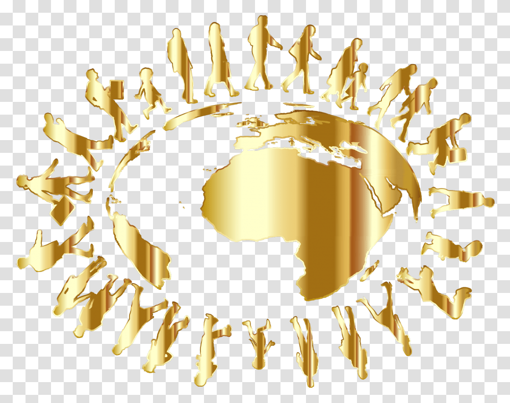 People Circling Around The Earth Gold Clip Arts, Paper, Tobacco Transparent Png