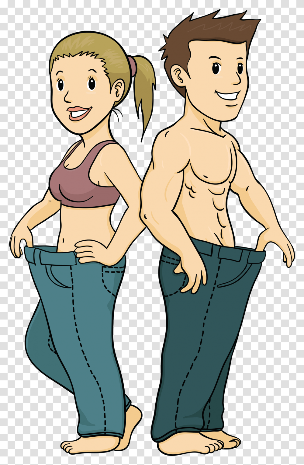 People Clipart Losing Weight Lose Belly Fat Cartoon, Pants, Person, Bag Transparent Png