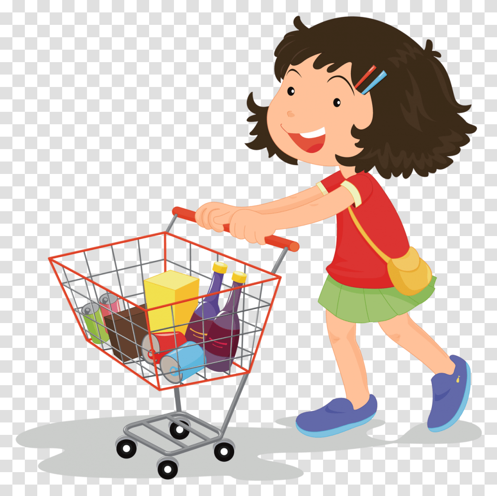 People Clipart People Clipart Cleaning Do The Kids Grocery Shopping Clipart, Basket, Person, Human, Shopping Basket Transparent Png