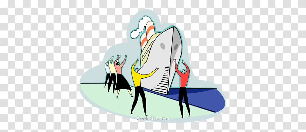 People Directing Ship To Dock Royalty Free Vector Clip Art, Outdoors, Leisure Activities, Drawing Transparent Png