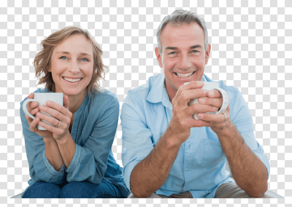 People Drinking Coffee At Home Download Middle Aged Man And Woman, Person, Dating, Sitting, Face Transparent Png