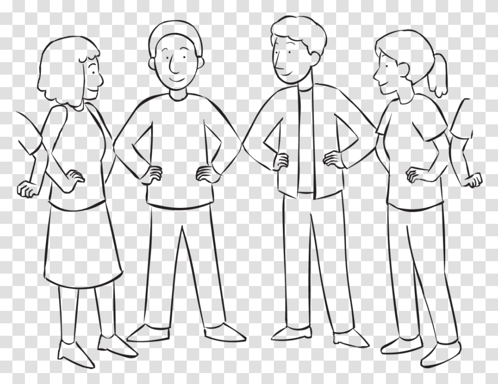 People Forming Tight Circle By Touching Elbows With, Person, Silhouette, Stencil, Sailor Suit Transparent Png
