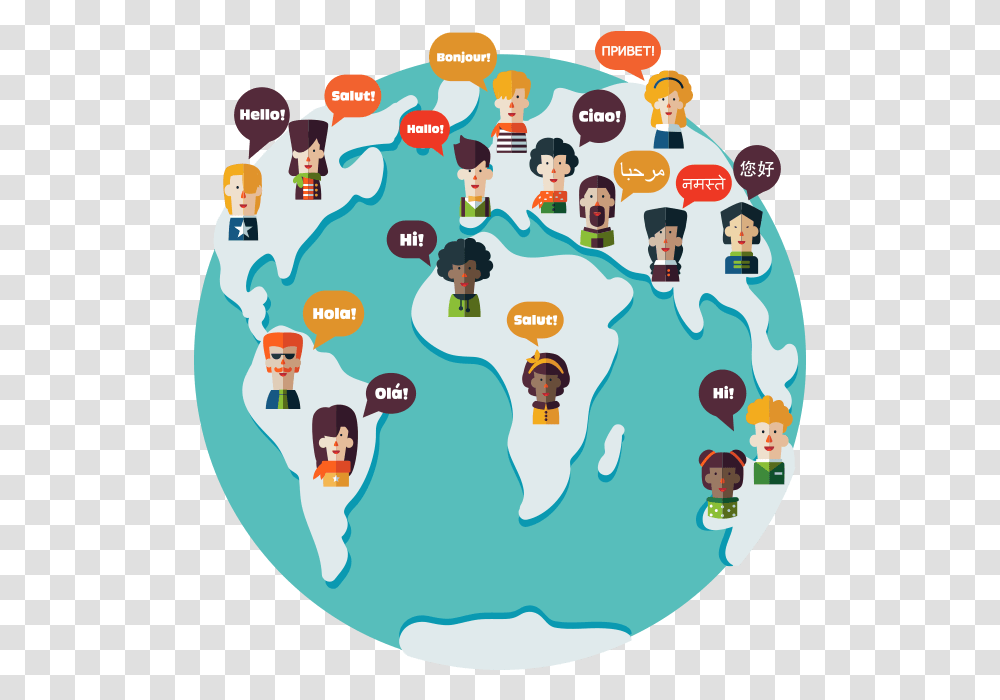 People From Above Cartoon People With In Different Language Clipart, Plot, Map, Diagram, Text Transparent Png