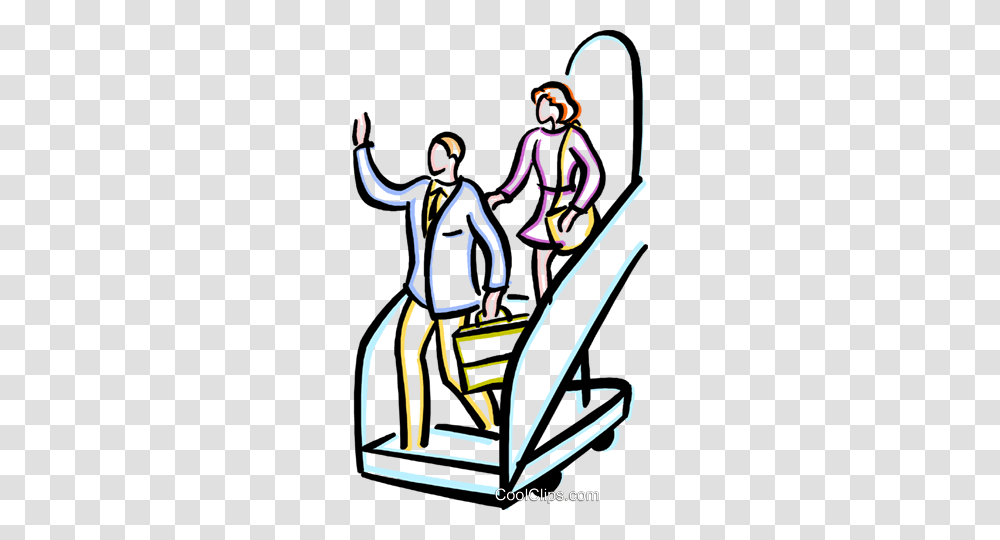People Getting Off A Plane Royalty Free Vector Clip Art, Comics, Book, Duel Transparent Png