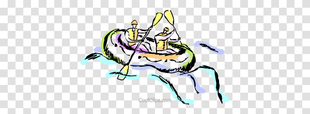 People In Raft Negotiating The Rapids Royalty Free Vector Clip Art, Oars, Boat, Vehicle, Transportation Transparent Png
