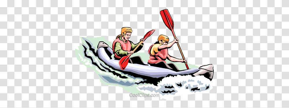 People Kayaking Royalty Free Vector Clip Art Illustration White Water Rafting Clip Art, Person, Human, Boat, Vehicle Transparent Png