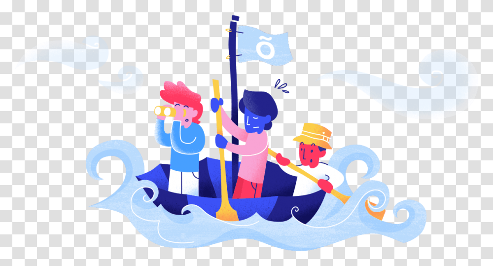 People Looking Forward On A Boat In High Seas Illustration, Leisure Activities, Modern Art Transparent Png