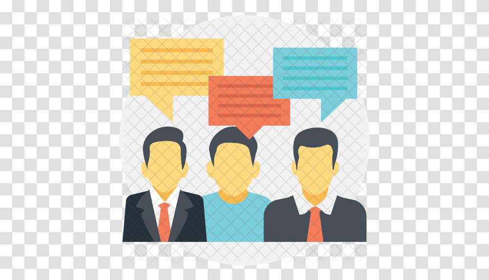 People Network Icon Group Discussion Flat Icon, Crowd, Text, Tie, Clothing Transparent Png