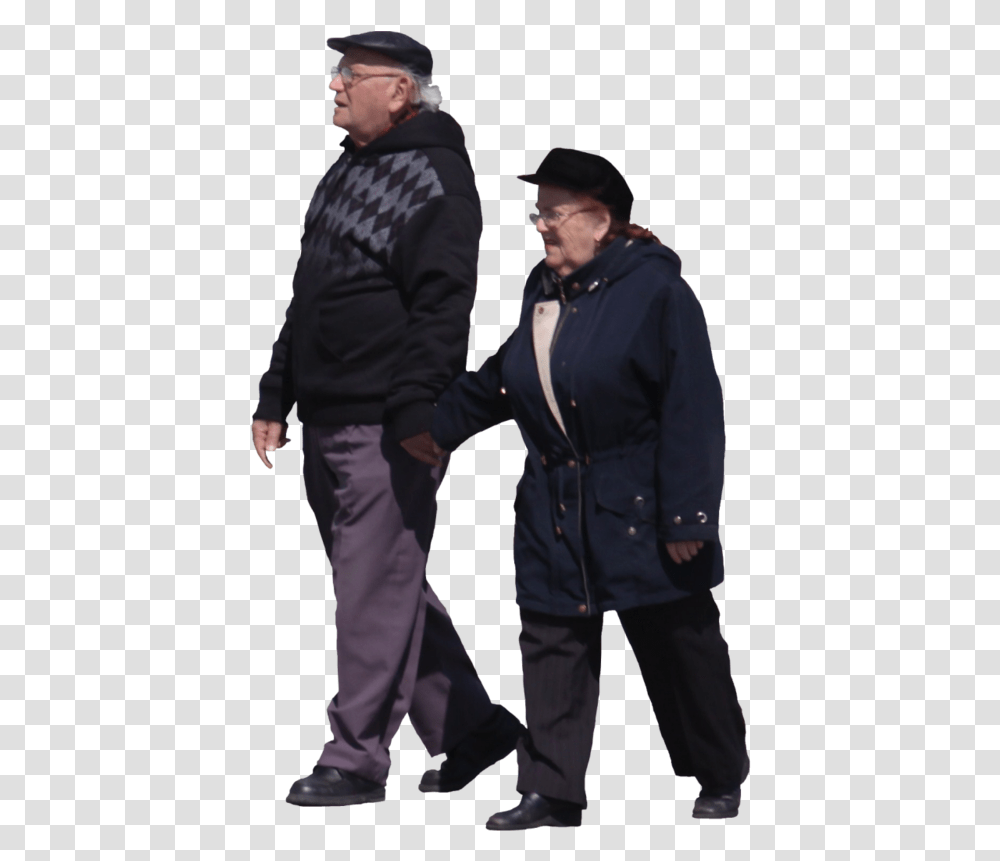 People Old People Walking, Person, Hand, Coat Transparent Png