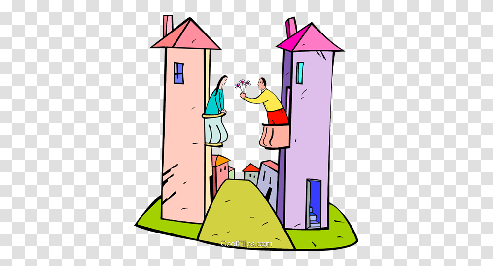 People On Balconies Royalty Free Vector Clip Art Illustration, Person, Housing, Building, Outdoors Transparent Png