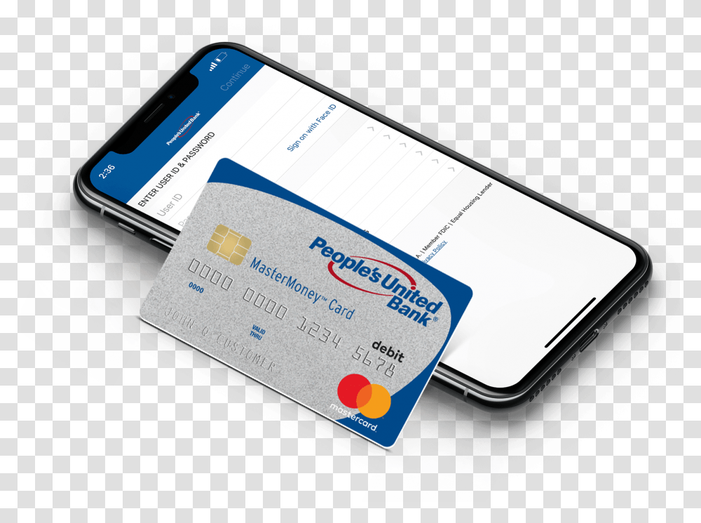People's United Bank Mastermoney Personal Debit Card People's United Bank, Document, Business Card, Paper Transparent Png