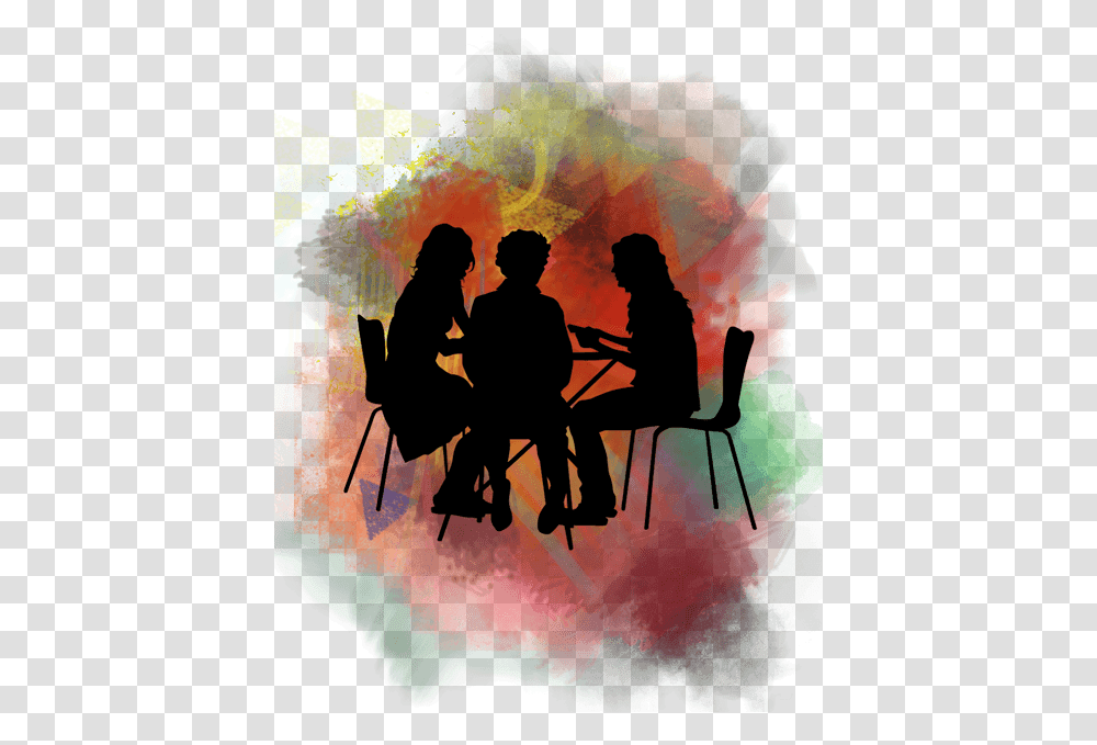 People Sat Talking Silhouette People Sitting At Tables, Modern Art, Person, Graphics, Canvas Transparent Png