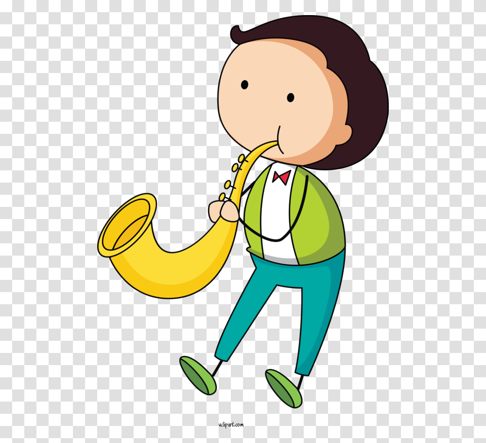 People Saxophone Cartoon Animation For Kid Kid Clipart Homem Tocando Trompete Desenho Simples, Plant, Food, Fruit, Banana Transparent Png