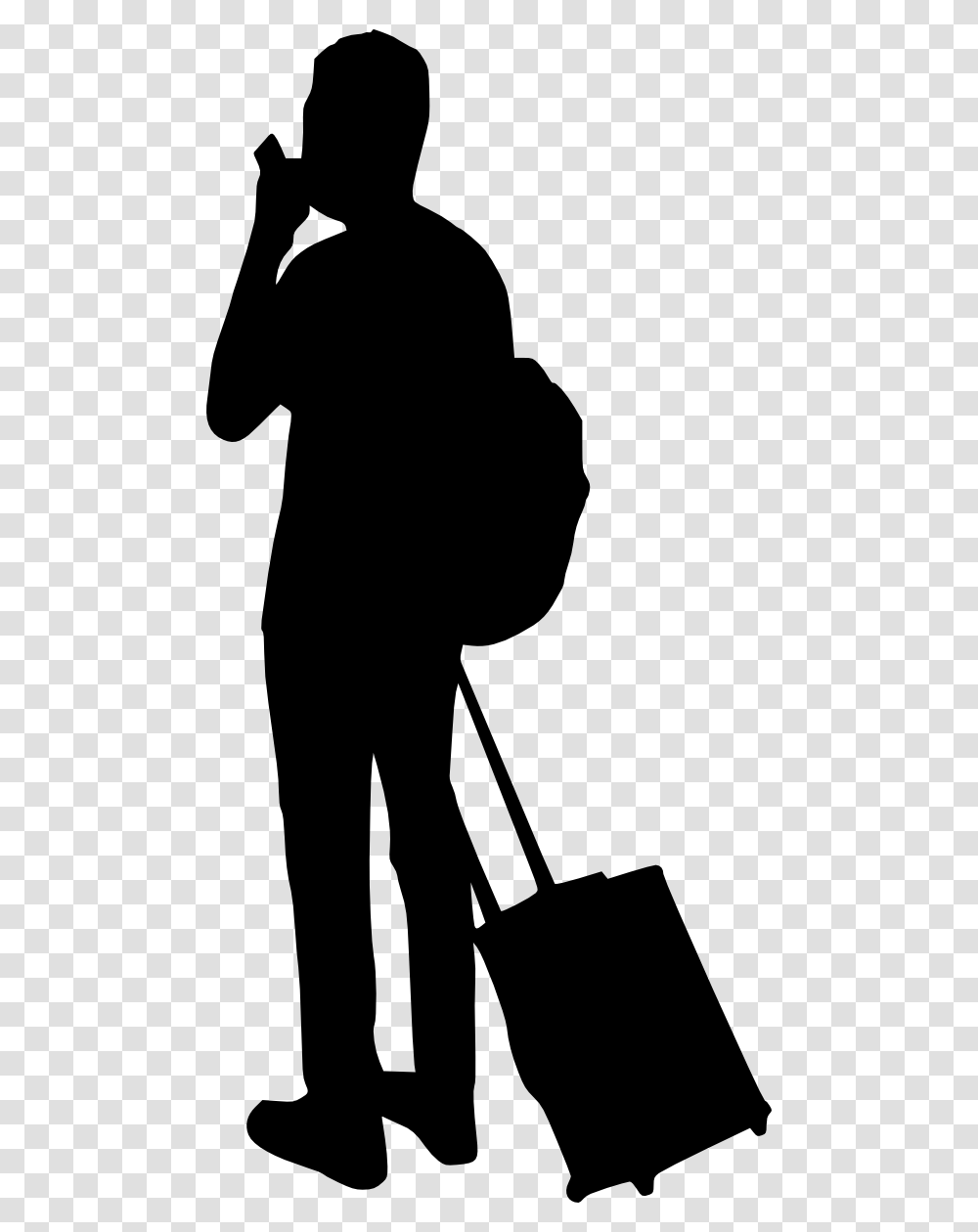 People Silhouette Luggage, Person, Human, Shovel, Tool Transparent Png
