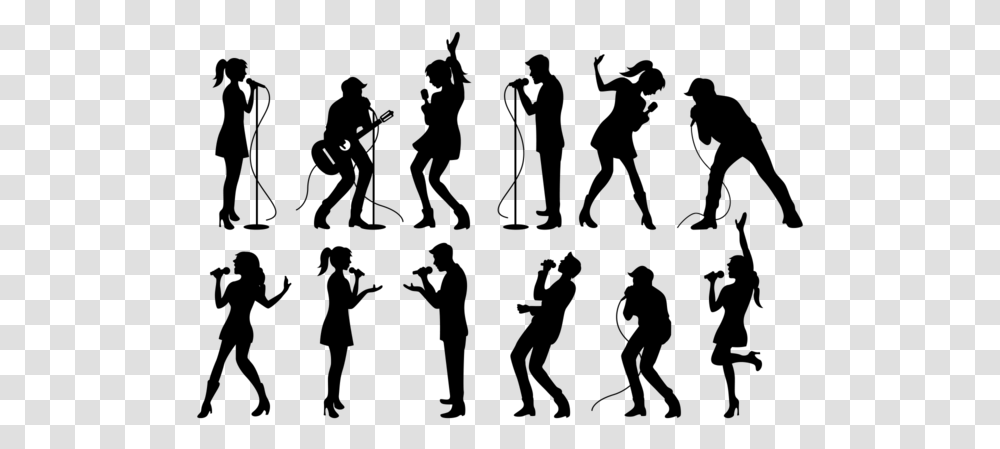 People Singing Silhouettes Vector People Singing Silhouette, Gray, World Of Warcraft Transparent Png