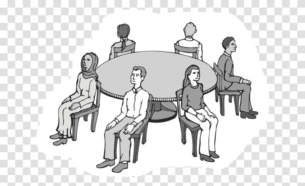 People Sitting Around The Same Table, Person, Crowd, Art, Audience Transparent Png