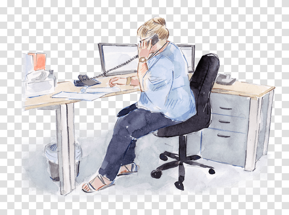 People Sitting At A Table Sitting, Furniture, Person, Desk, Chair Transparent Png