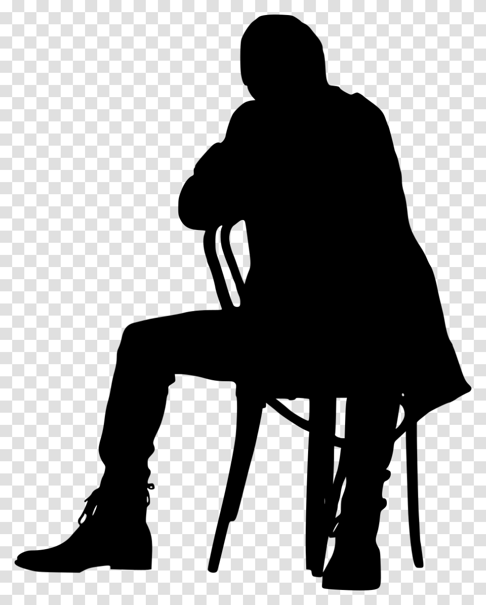 People Sitting Back Man Sitting On A Chair Silhouette, Gray, World Of Warcraft Transparent Png