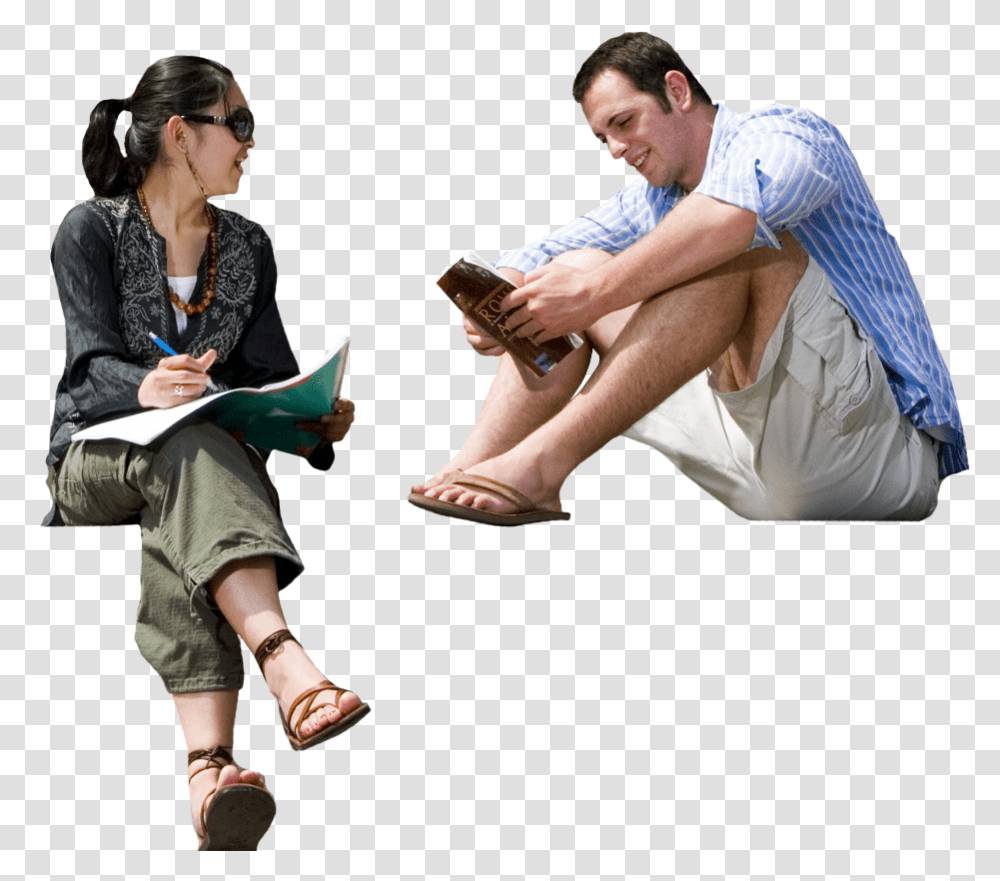 People Sitting, Person, Footwear, Shorts Transparent Png