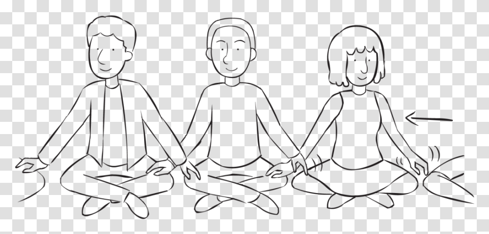 People Sitting In Circle Tapping Hands On Their Neighbour Line Art, Silhouette, Stencil, Back, Kneeling Transparent Png