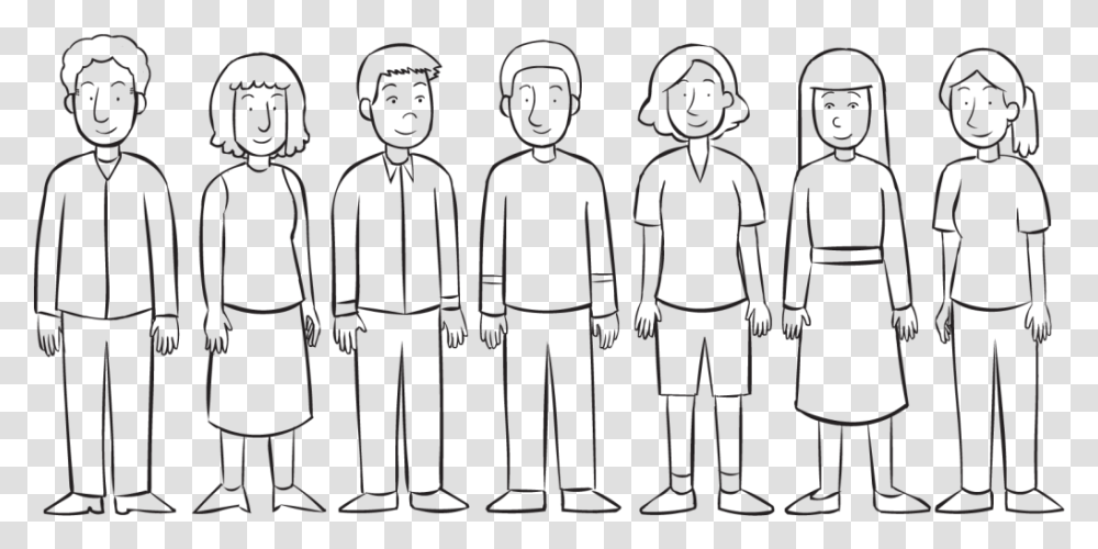 People Standing In A Line As The Starting Point Of Line Art, Stencil, Person, Human, Hand Transparent Png